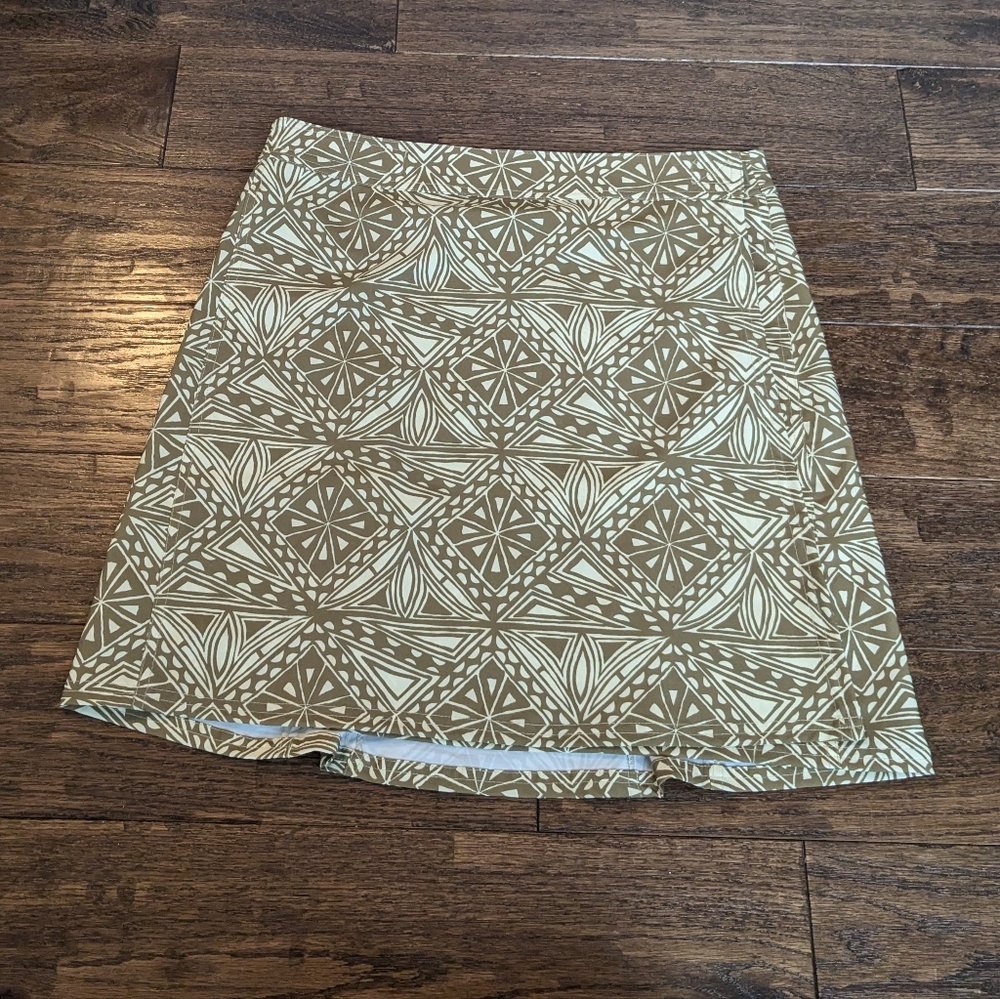 Ripskirt Hawaii Women's Yellow Brown Floral Wrap Skirt Medium Length 2